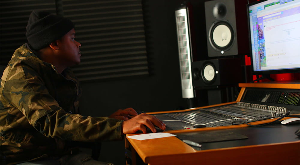 MANNY P working at a studio in Atlanta GA